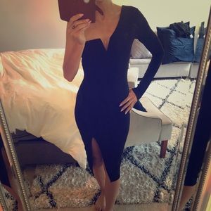 ASOS One Shoulder Crepe V Bone Midi Bodycon Dress